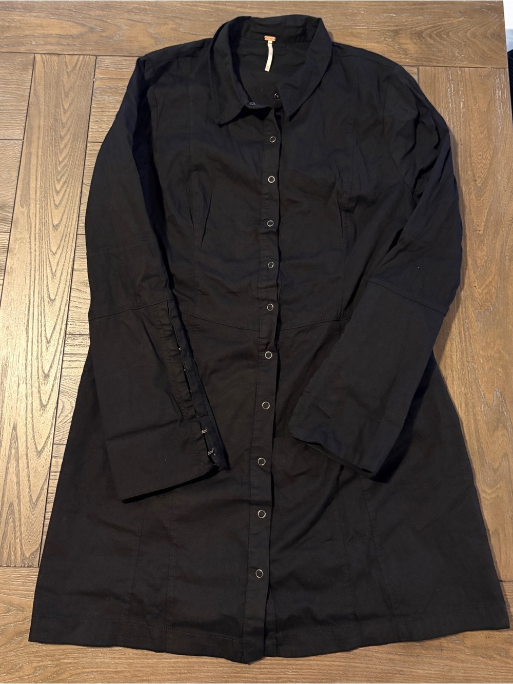 Free People Black Long-Sleeve Button-Front Dress